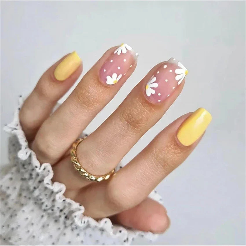 24p Artificial Acrylic Nail Art Fake Nails Full Coverage Removable Press On Nails Tip French Light Pink Heart False Nail Designs