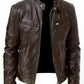 Mens Brown Pu Leather Jacket Motorcycle Faux Leather Moto Biker Jacket Men Hot Stand Collar Casual Coat Boy Large Size Xxxl 4xl