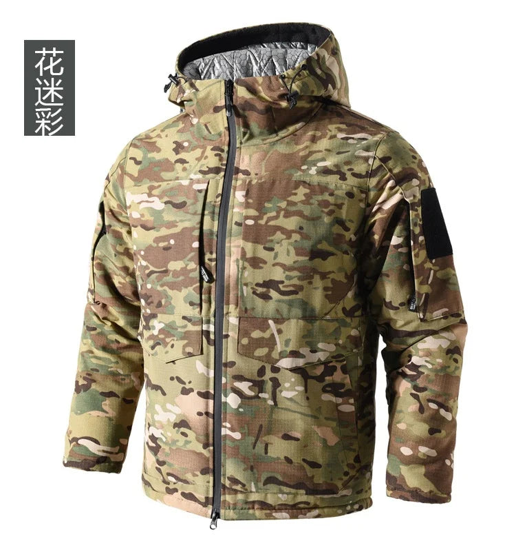Men Heating Tactical Jacket Autumn Winter Warm Hooded Cotton Coat Camouflage Padded Clothes Outdoor Thermal Hiking Sports Jacket