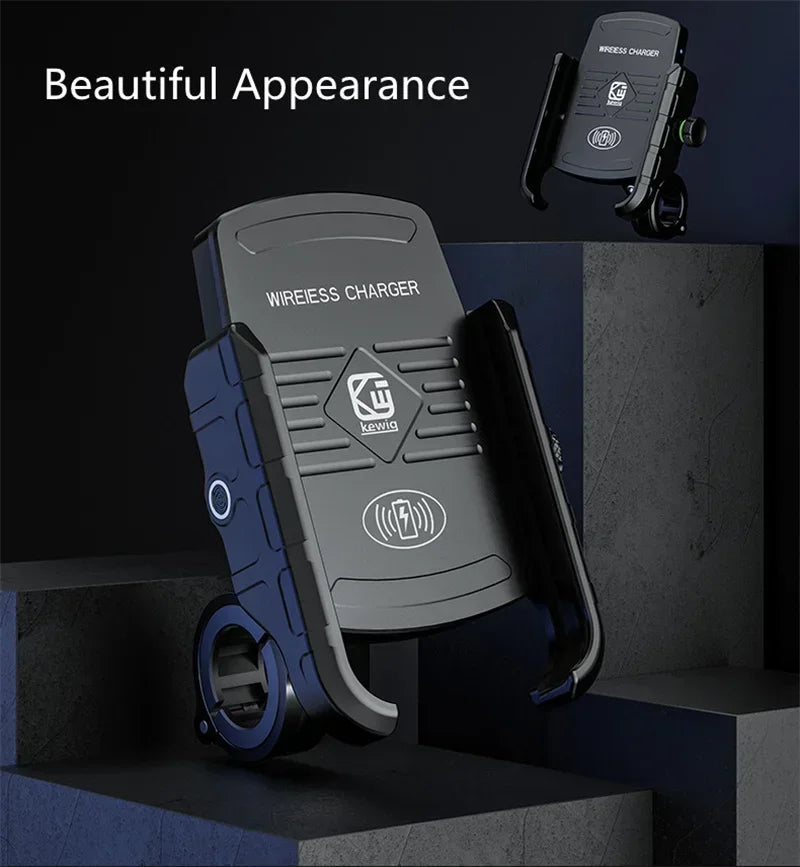 Motorcycle Phone Holder Moto Motorbike Mirror Mobile Handlebar Stand Support USB Charger Fast Wireless Charging Cellphone Mount