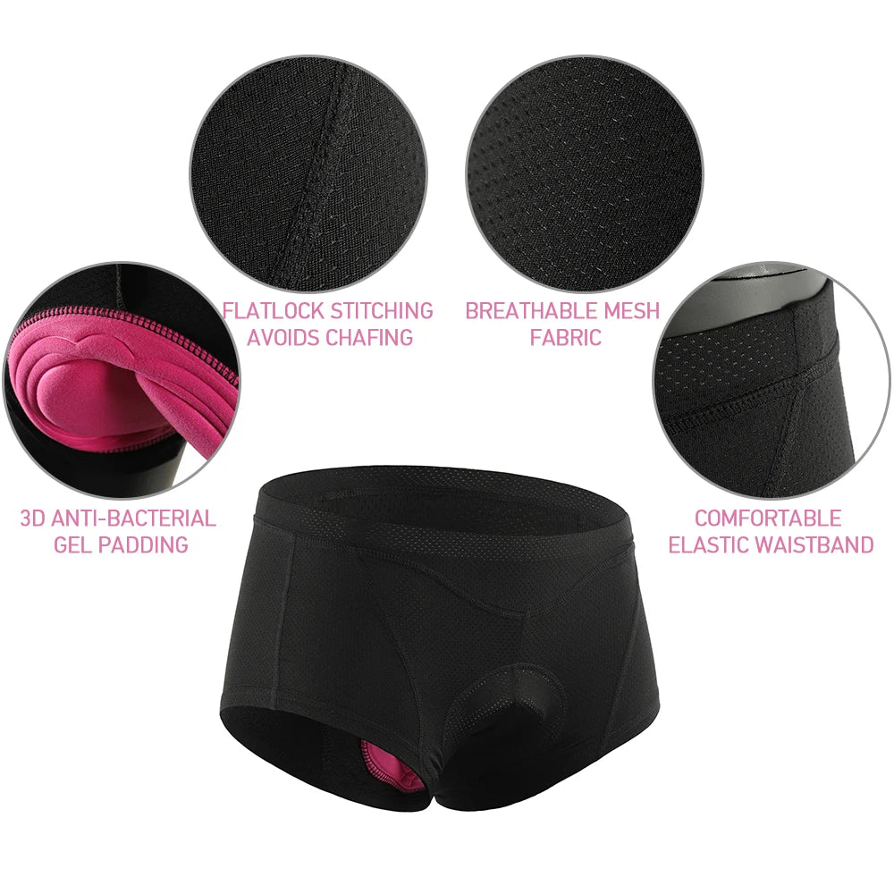 Women Bike Underwear 3D Gel Padded Bicycle Briefs MTB Cycle Biking Underwear Shorts