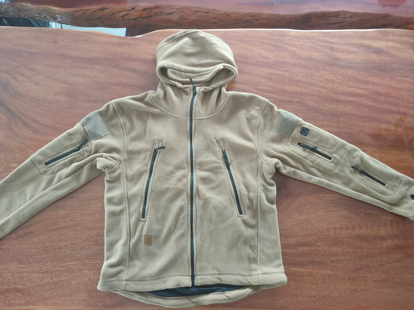 Fleece Hooded Camouflage Jacket Men Women Multi-Pockets Coat Outdoor Trekking Hiking Climbing Camping Tooling Clothes S-4XL