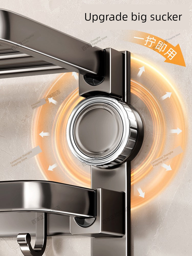 Suction Cup Towel Rack Bathroom Punch-Free Hanging Rod Bathroom Storage Rack Integrated Shower Room Toilet Storage Bath Towel Rack