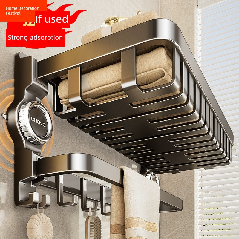 Suction Cup Towel Rack Punch-Free Toilet Bathroom Storage Rack Integrated Wall-Mounted Toilet Bath Storage Bath Towel Rack