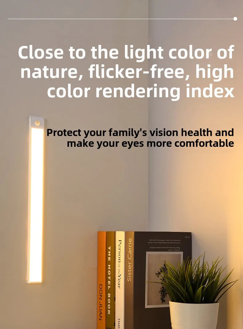 Led charging human body sensor light bar wardrobe cabinet Bedroom dormitory sleeping magnetic long strip night light