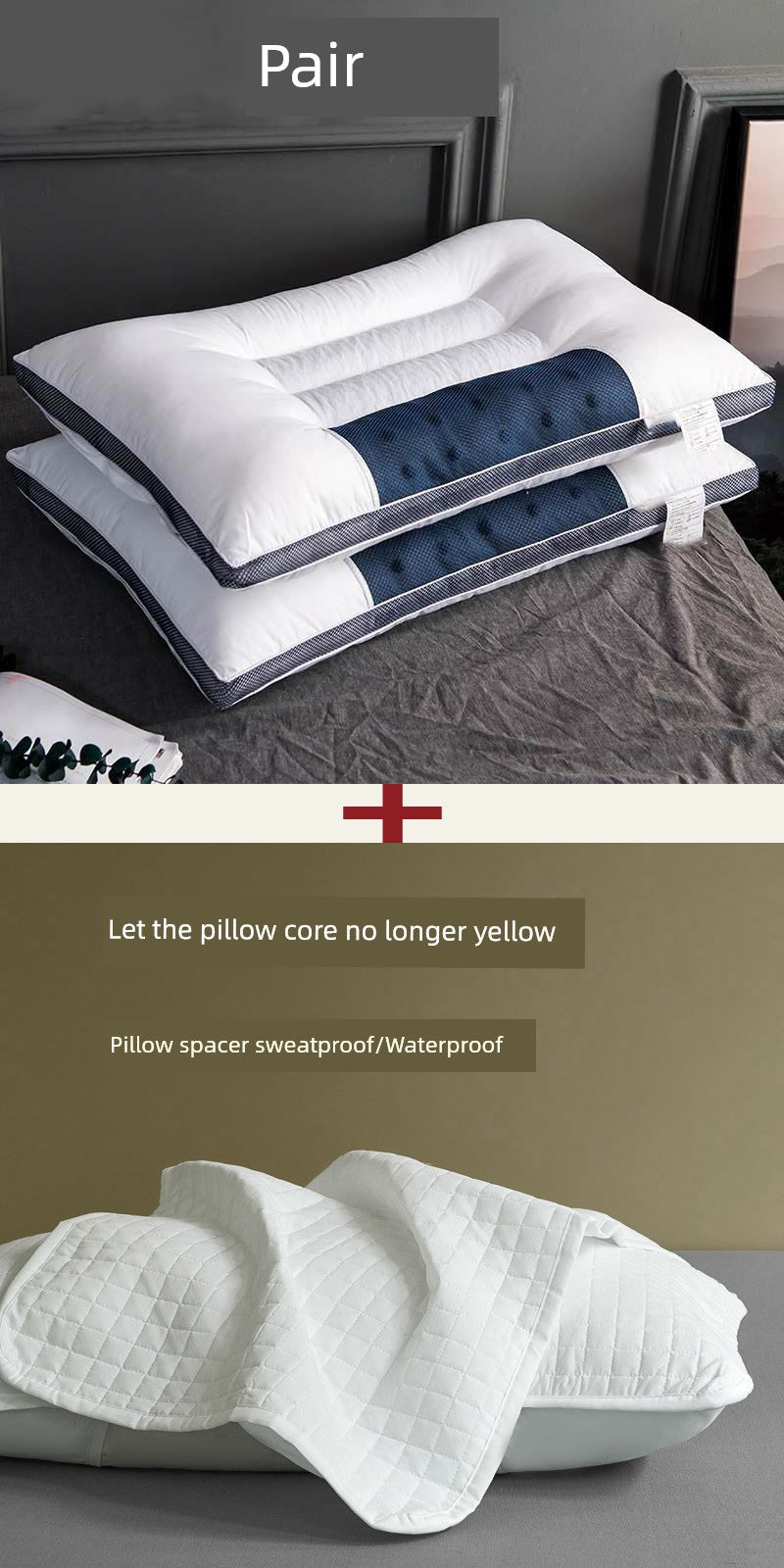 Adult Cassia Seed Pillow Case and Pillow Core Set Home a Pair of Pillow Core Protection Isolation Layer Cervical Support Sleep