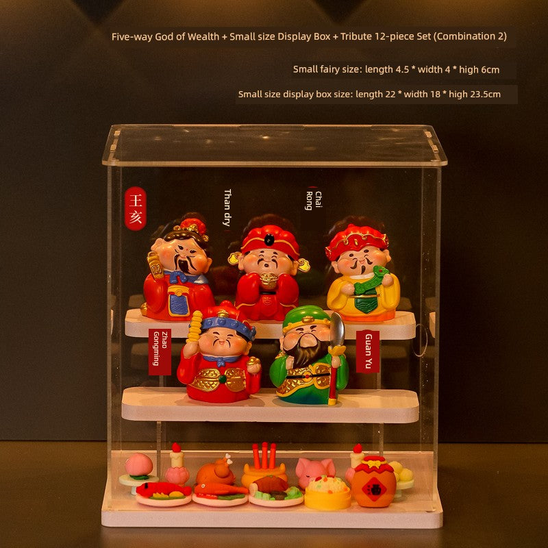 Five-Way God of Wealth All-Way Fairy Home Bookcase Entrance Decoration Decoration Household Full Set Display Stand Gift Decoration