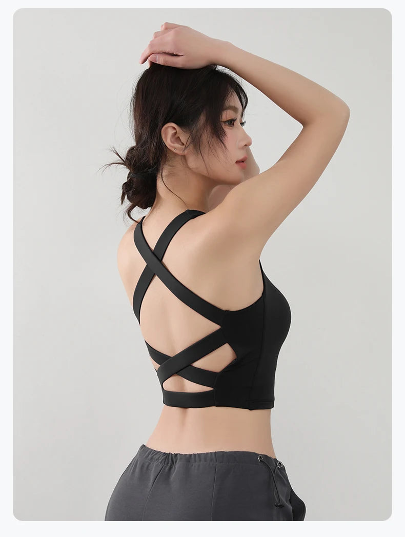 Women Fitness Underwear Yoga Bras cross Back Beauty Sports Bras Front Zippe Top Bra Sexy Breathable Underwear For Women Gym Top