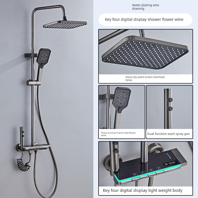 Copper Constant Temperature Black For Home Supercharged Shower Head