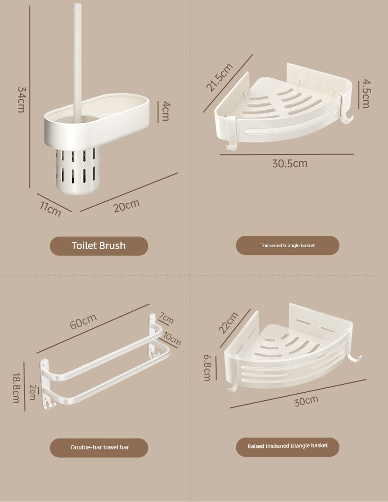White Bathroom Wall-Mounted Toilet Towel Rack
