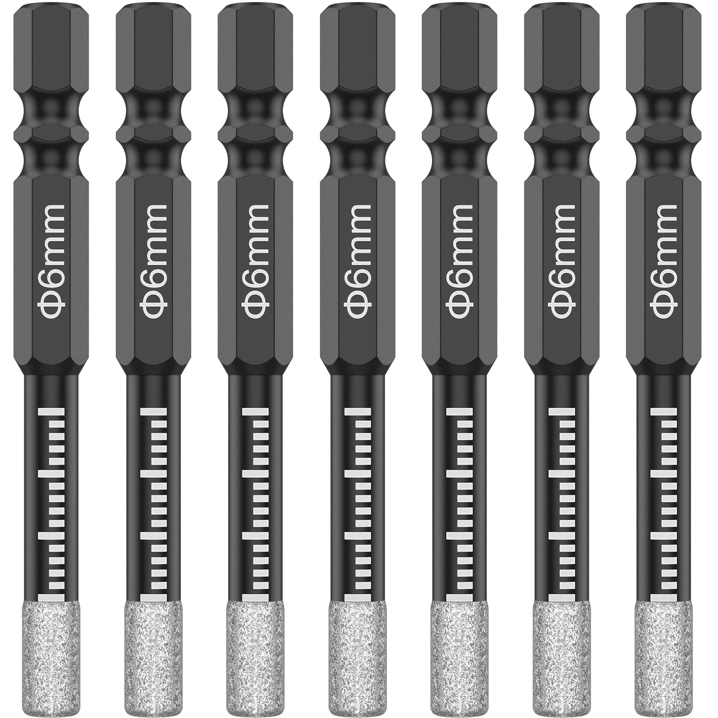 7Pcs 6mm Dry Diamond Drill Bits Set Vacuum Brazed Core Drill Bit Kit Quick Change Hex Shank for Porcelain Granite Tile Marble