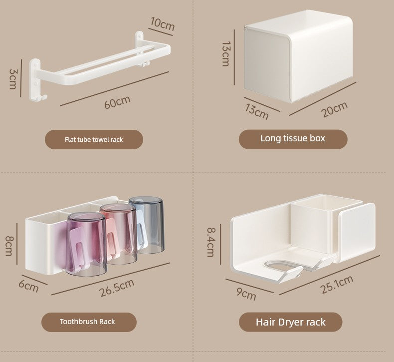 White Bathroom Wall-Mounted Toilet Towel Rack