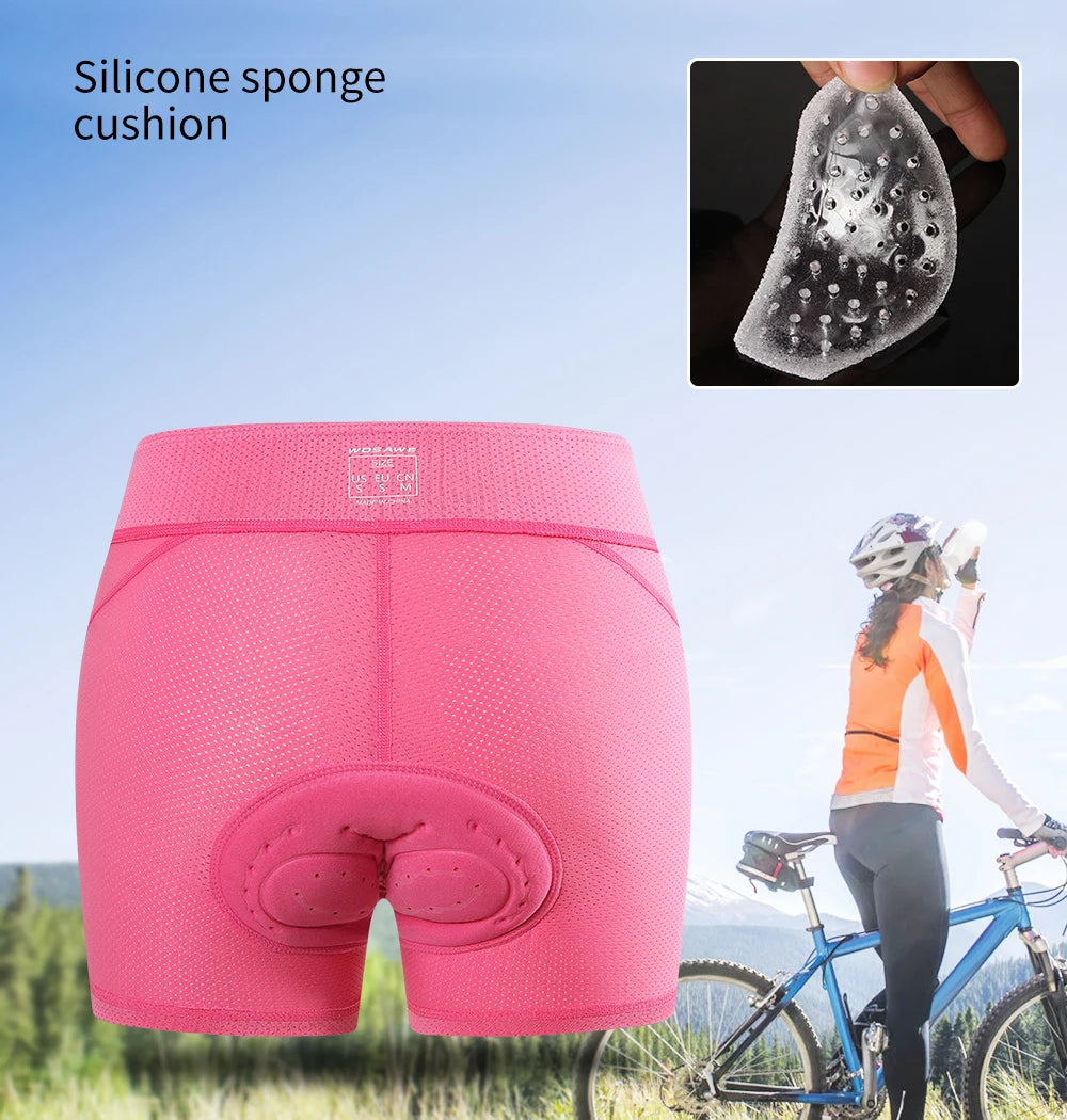 WOSAWE Cycling Underwear Women 5D Gel Padded Shorts Breathable Shockproof Underwear Mountain Bike Tights MTB Bicycle Underpants
