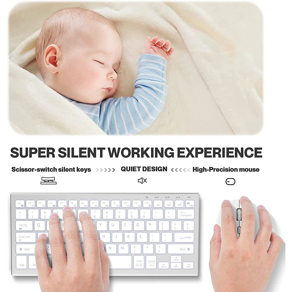 Wireless Keyboard Mouse Combo Ultra Slim Backlit Keyboard and Mouse Multi-Device 2.4G USB Rechargeable Bluetooth Keyboard
