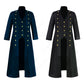 Medieval Men Vintage Costumes Steampunk Gothic Black Long Jacket Coat Vampire Cosplay Pirate Halloween Outfit Men's Trenchcoat