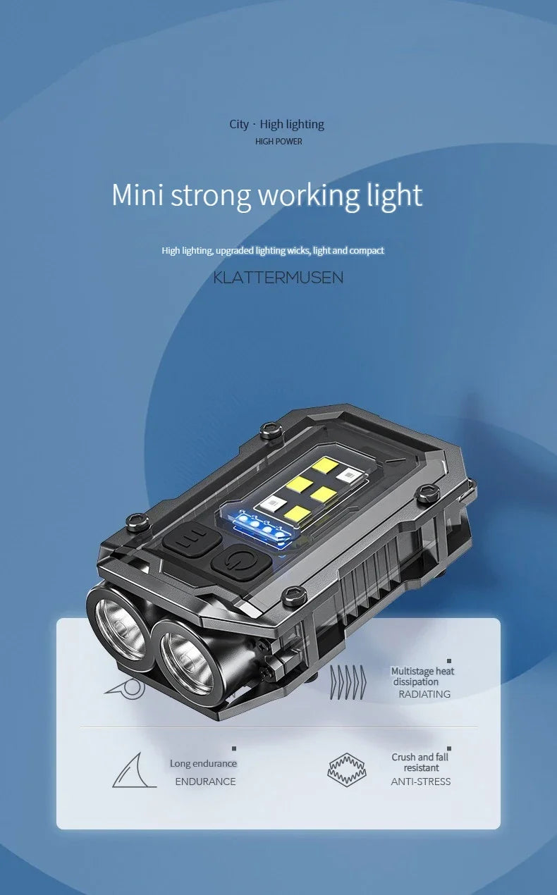 Rechargeable LED+COB Mini Multifunctional Flashlight Portable Outdoor Camping Emergency Keychain Light