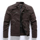 2024 New Men's Leather Washed Leather Jacket Motorcycle Plus Fleece Splicing European and American Men's Leather Coat