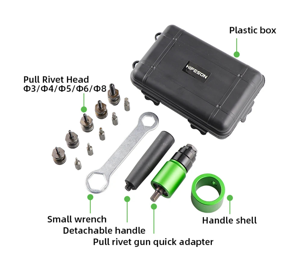 HIFESON M3 M4 M5 M6 M8 Electric Rivet Tool Aapter Manual Rivter Handheld Rivet Gun Connector Kit Hand Drill For Flat Nuts