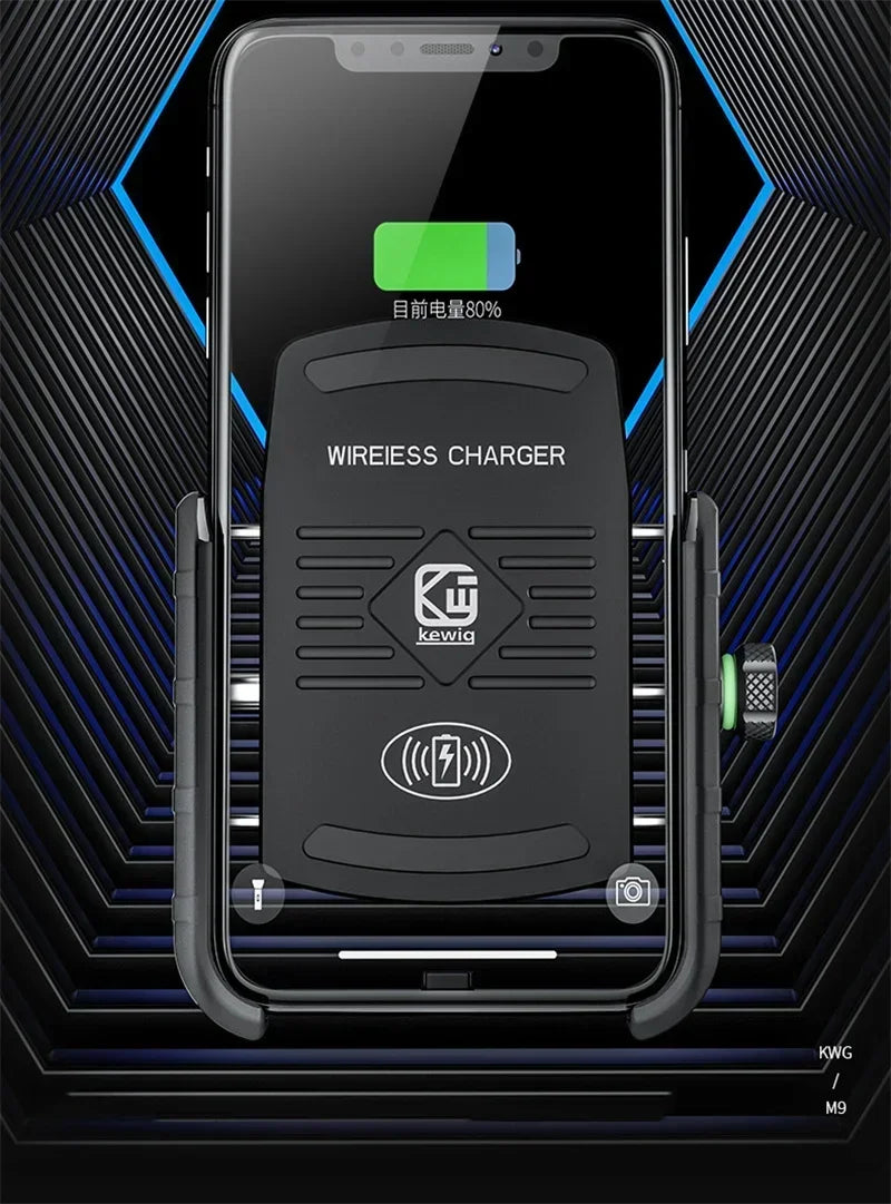 Motorcycle Phone Holder Moto Motorbike Mirror Mobile Handlebar Stand Support USB Charger Fast Wireless Charging Cellphone Mount