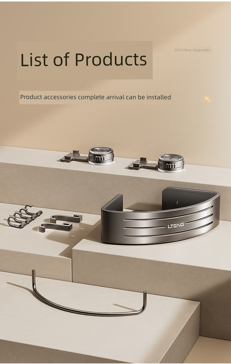 Punch-Free Bathroom Rack Bathroom Suction Cup Triangle Basket Wall Mount Bathroom Sink Corner Storage Rack