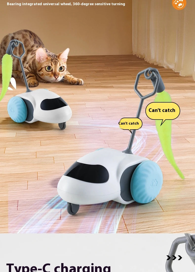 Smart Interactive Cat Toy Car Auto-Running Pet Vehicle with Obstacle Detection Durable for Indoor Cats Play