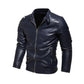 Men Fur Lined Warm Motorcycle Jacket Slim Street Fashion BLack Biker Coat Pleated Design Zipper 2024 Winter Black Leather Jacket