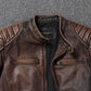 Vintage Black Brown Real Cowhide Genuine Leather Jacket Real Fur Men's Leather Jacket Bomber Men Leather Jacket Motorcycle Coat
