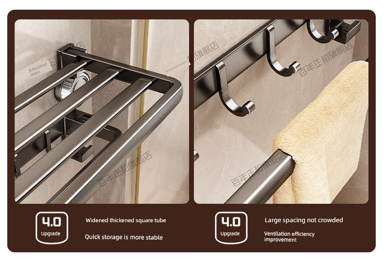 Suction Cup Towel Rack Bathroom Punch-Free Hanging Rod Bathroom Storage Rack Integrated Shower Room Toilet Storage Bath Towel Rack