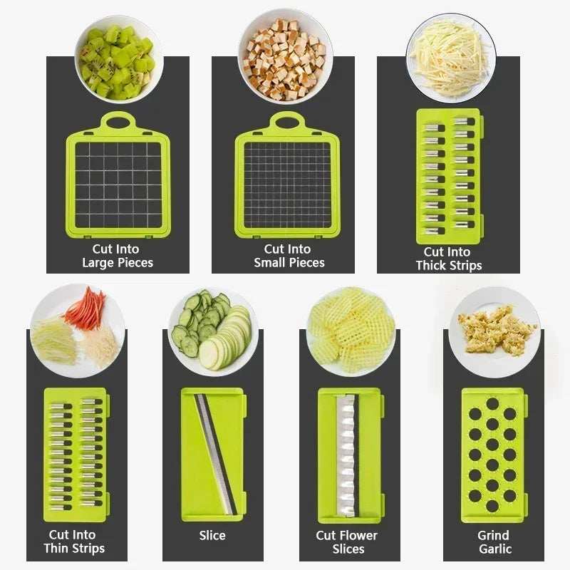 14/16 in 1 Multifunctional Vegetable Chopper Grate Food Handle Food Chopper Vegetable Slicer Dicer Cut Kitchen Items cocina