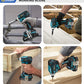 588N.m Cordless Brushless Impact Driver Kit Cordless Drill Electric Screwdriver 4-Speed 1/4‘’ 3 LED Light for Makita 18V Battery