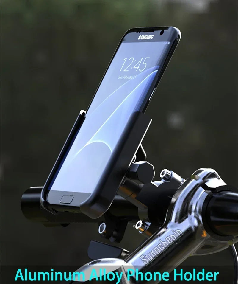 Motorcycle Bicycle Phone Holder GPS Bracket Cellphone Stand Mirror Handlebar Mount Compatible For Smartphone Between 3.0 to 6.5"