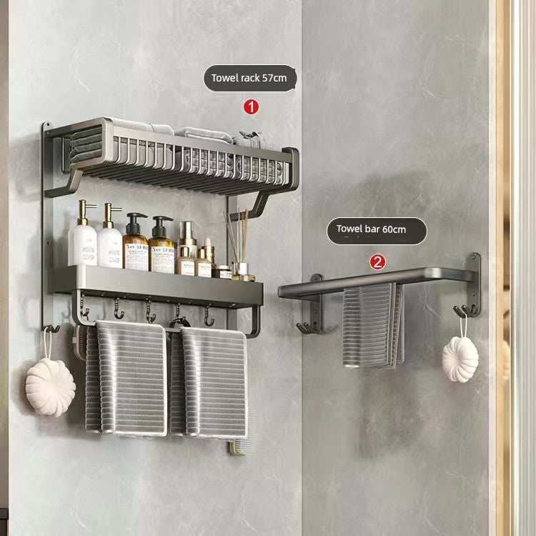 Bathroom Integrated Storage Rack Towel Rack Wall-Mounted Punch-Free Wall Bathroom Toilet Storage Washstand