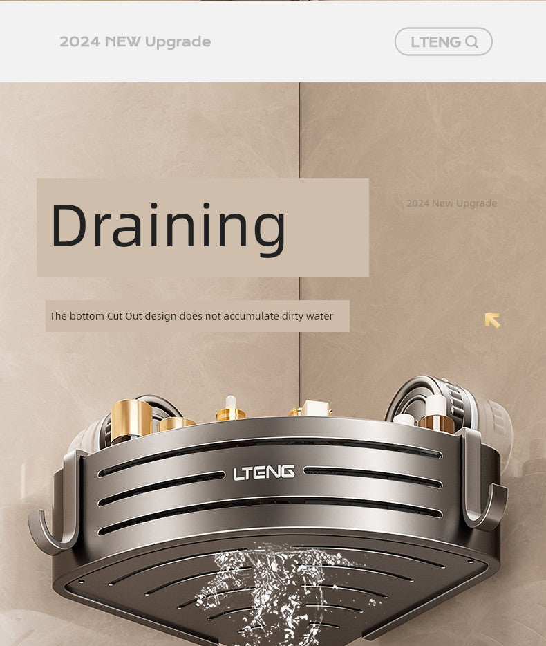 Punch-Free Bathroom Rack Bathroom Suction Cup Triangle Basket Wall Mount Bathroom Sink Corner Storage Rack