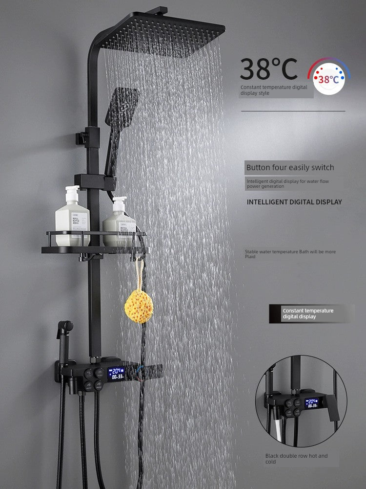 Copper Constant Temperature Black For Home Supercharged Shower Head