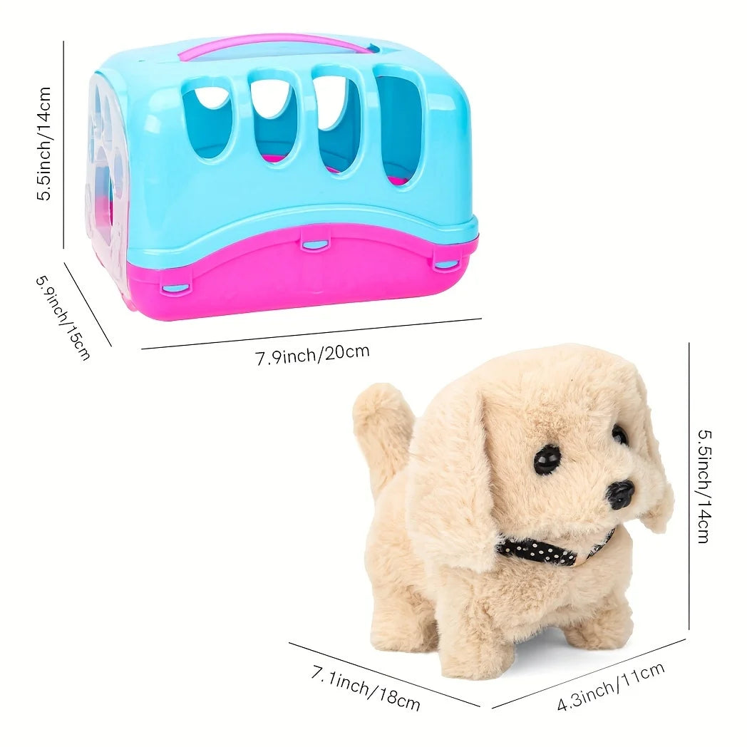 Pet Puppy Care Accessories with Dog  House -Simulated Brador Dog Call Plush Toy - Children Interactive Vet Clinic Doctor - Role