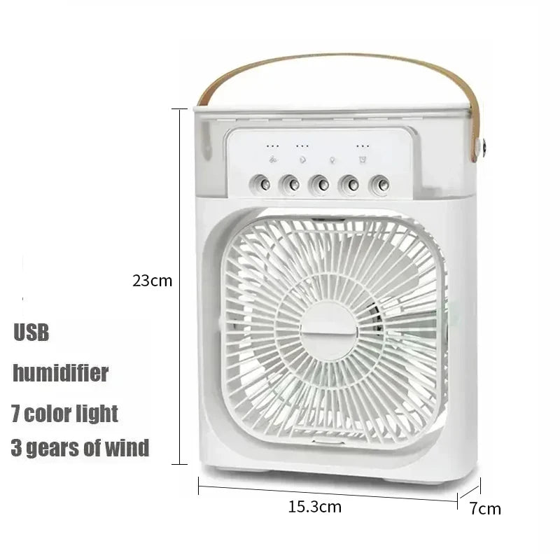 3 In 1 Fan AIr Conditioner Household Water Mist USB Fan Small Air Cooler LED Night Light Portable Humidifier Air Adjustment Fan