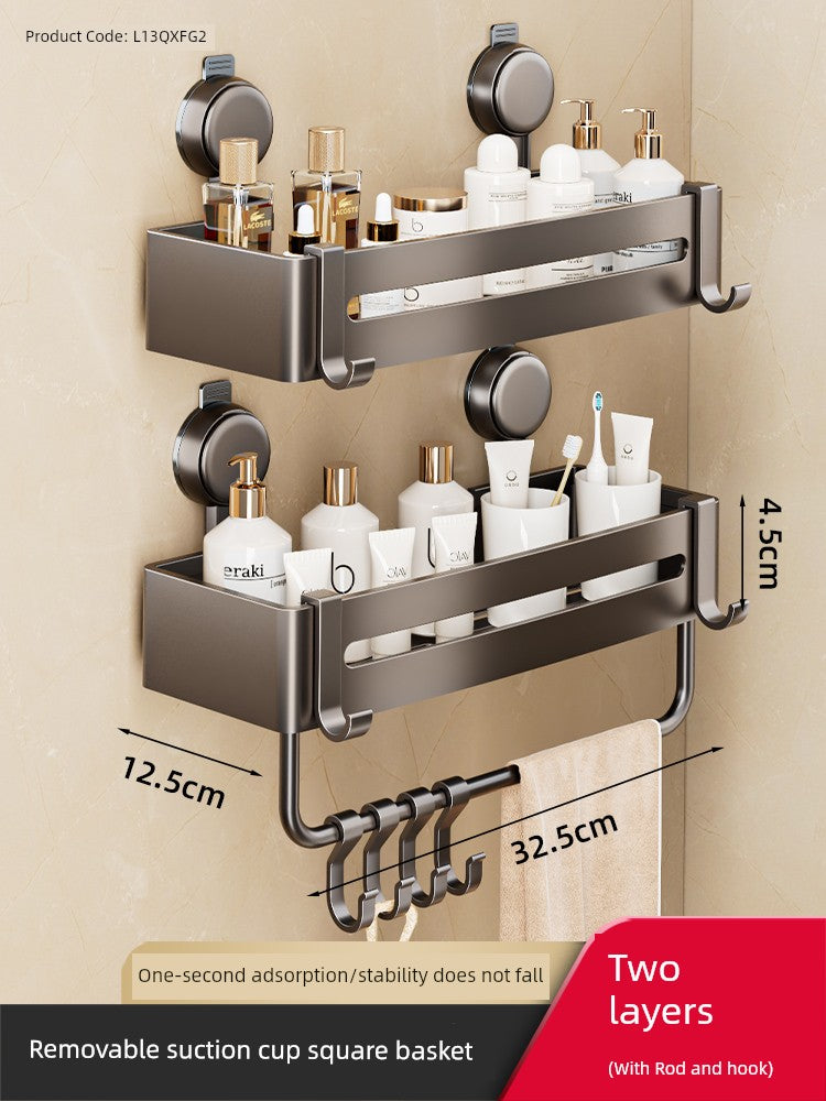 Wall-Mounted Wash Basin Toilet Triangle Basket Shelf Suction Cup