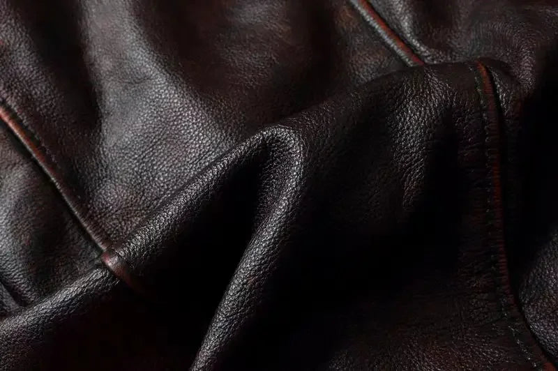 Vintage Black Brown Real Cowhide Genuine Leather Jacket Real Fur Men's Leather Jacket Bomber Men Leather Jacket Motorcycle Coat