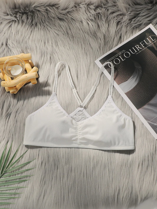 Women's underwear beautiful back no steel ring bra white lace new spring and summer collection for girls MR2583