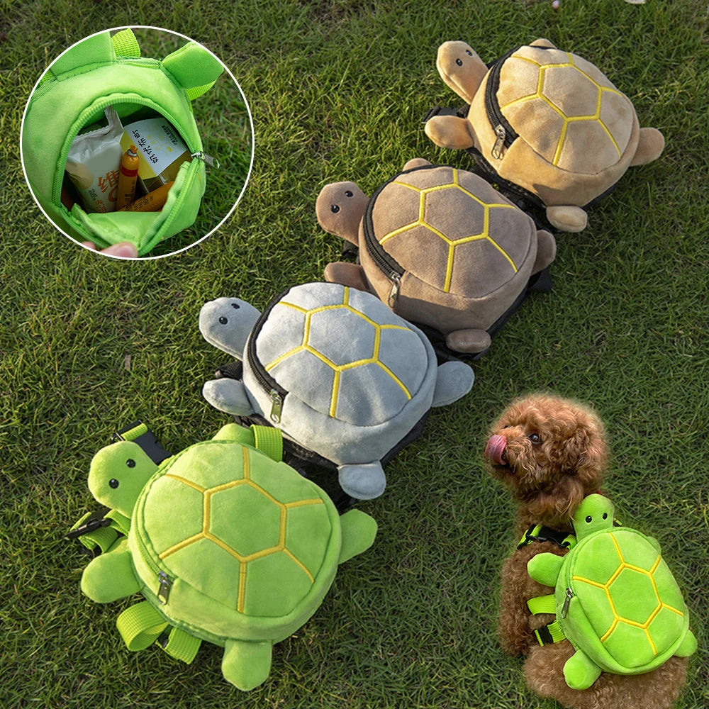 Durable Pet Self Carry Backpack Turtle Shape Bag Adjustable Belt Puppy Backpack Cartoon Portable Harness Dog Outdoor Snack Bag