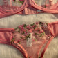 Sexy Underwear For Women Transparent Embroidered Small Flowers Bra Hot Lingerie Panties Intimates Woman Two Piece Set Clothing
