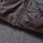 Vintage Black Brown Real Cowhide Genuine Leather Jacket Real Fur Men's Leather Jacket Bomber Men Leather Jacket Motorcycle Coat