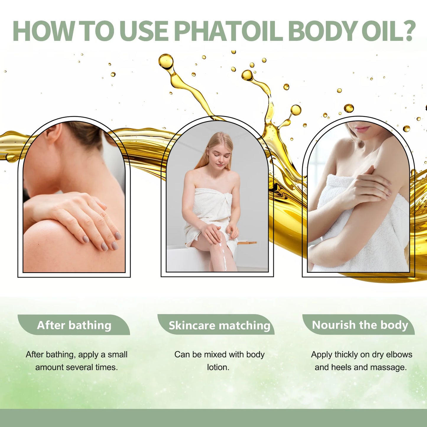 PHATOIL 260ML Vanilla Body Oil For Skin Face Care Massage Oil Repairing Smoothing Skin Care Ginger Grapefruit Essential Body Oil