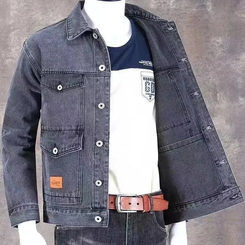 Denim Jackets Man Cargo Jeans Coat for Men Japanese Gray Overcoat Winter 2024 Lxury High Quality Cheap Price Stylish on Board G