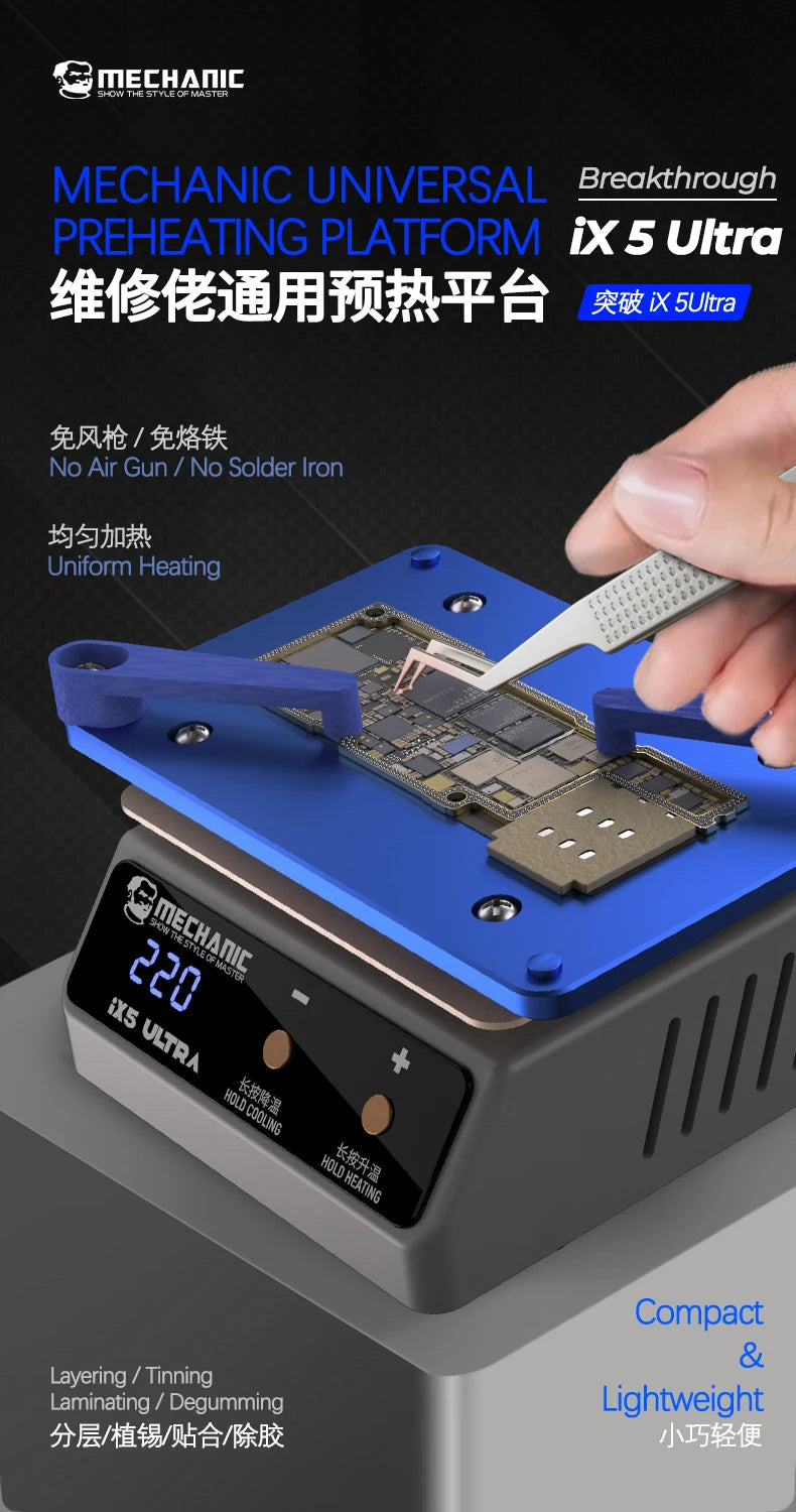 MECHANIC IX5 Ultra Universal Preheating Layering Platform for Motherboard Layering Tin Planting Glue Removal Heating Table Tool