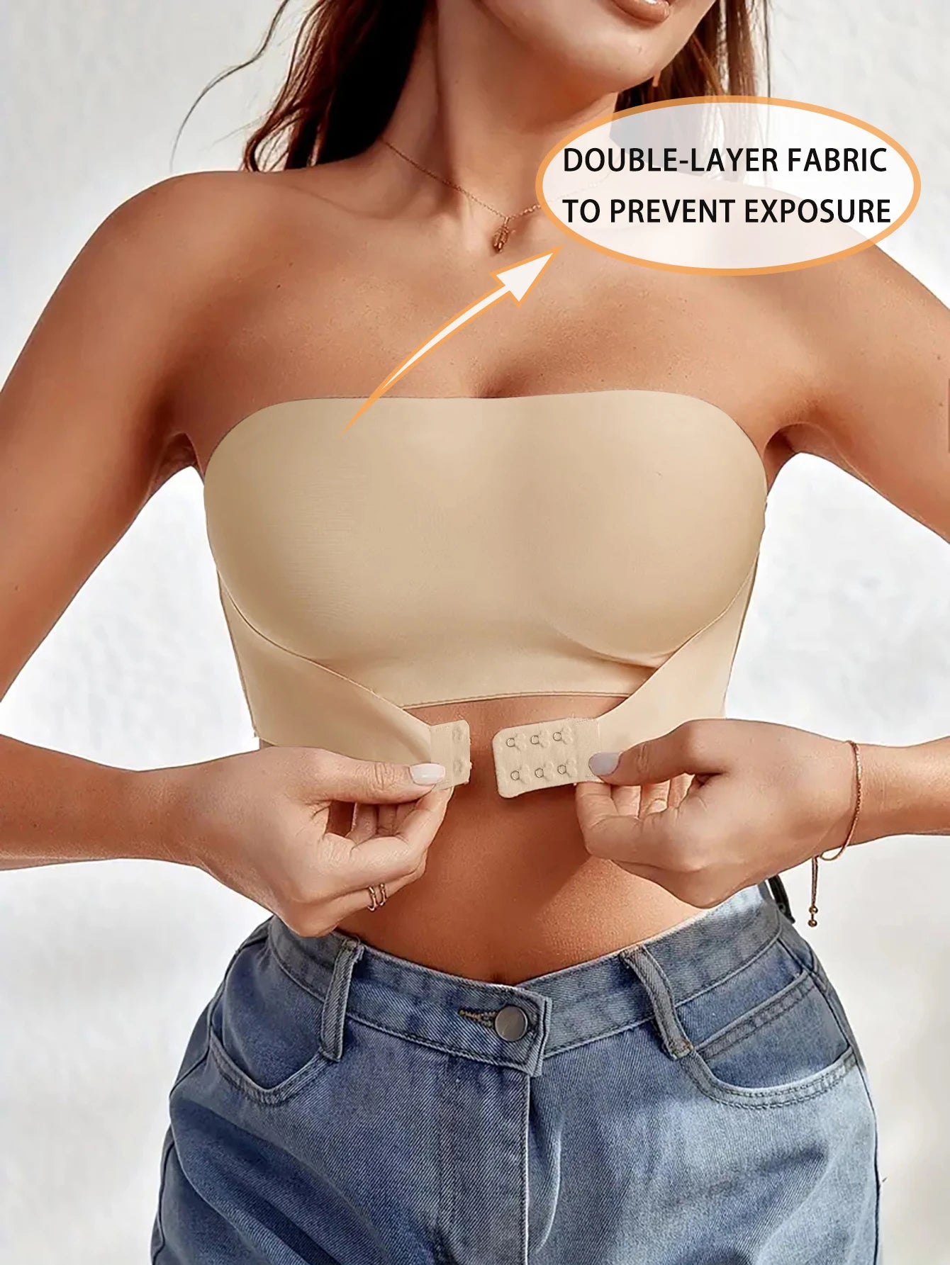 Women's Strapless No Padding Seamless Front Button Bra Comfortable Smooth Underwear