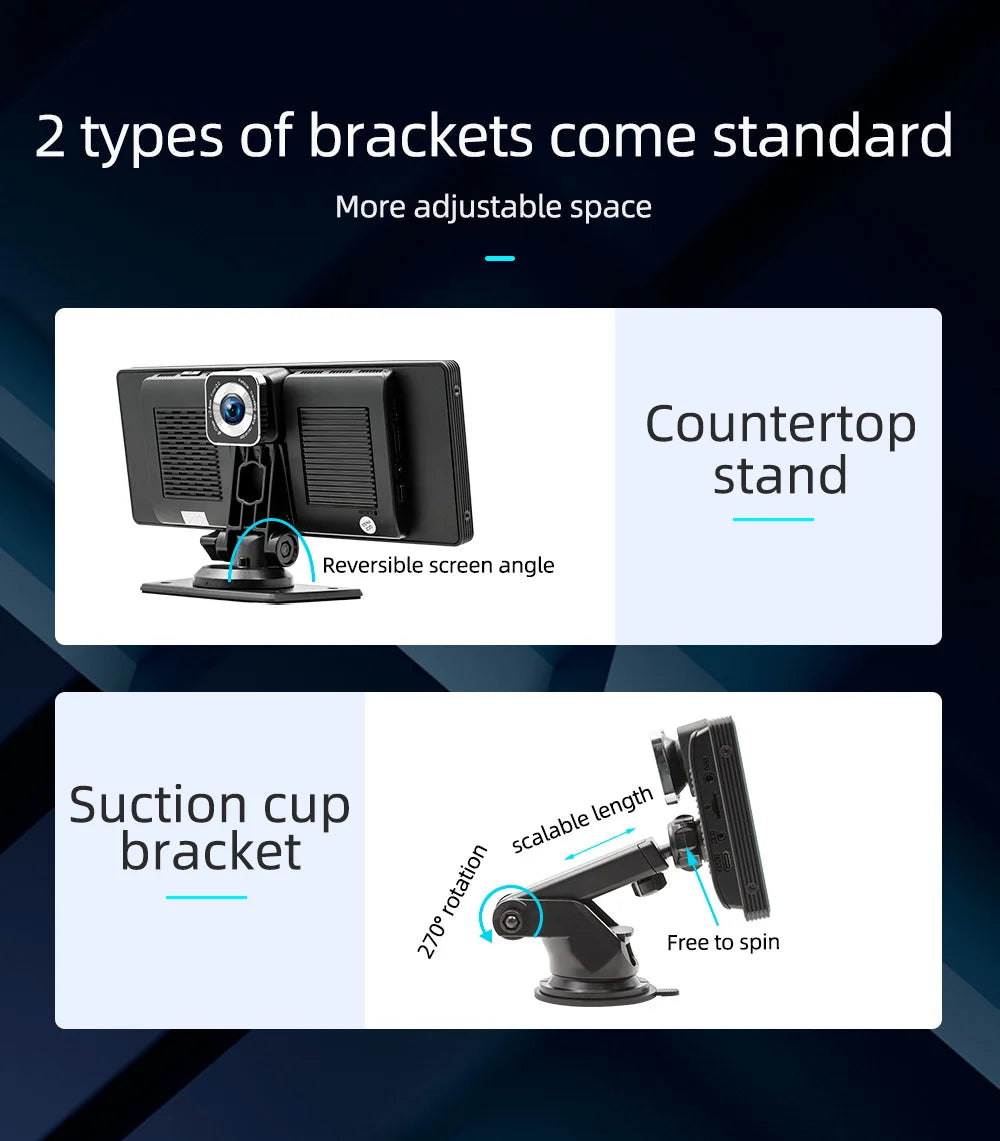 BQCC 10.26 Inch Portable Wireless Carplay Screen HD Rear Reversing Camera Car Radio DVR MP5 Multimedia Video Player Android Auto