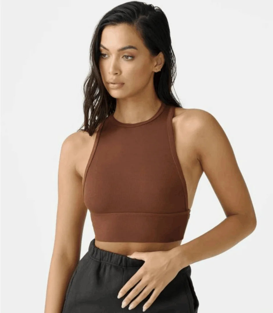 Sexy Fitness Sports Underwear for Women, Round Neck, Tight Back Top, Outdoor Running with Chest Cushion, Thread, 2024