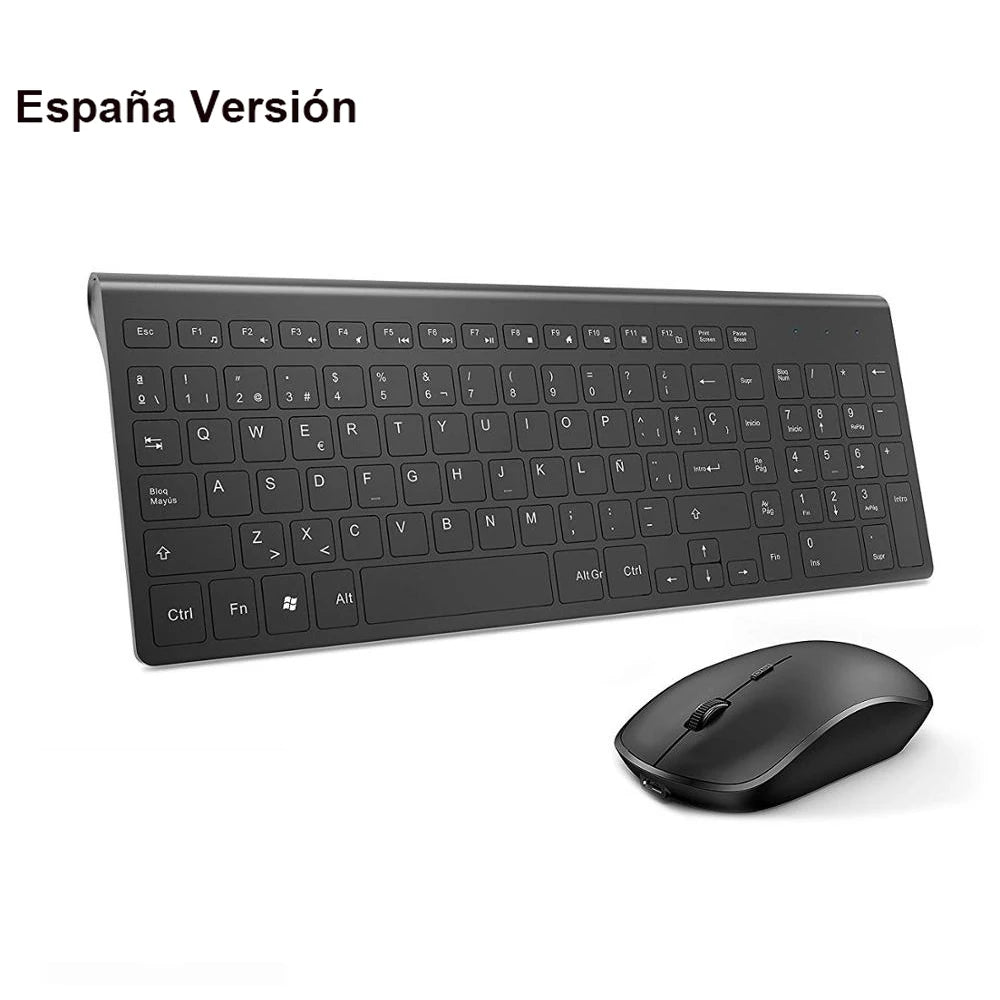 Jomaa Spain Keyboard and Mouse Set for Computer Laptop Desktop Wireless Keyboard and Mouse Comb Ergonomic Design Noiseless Click