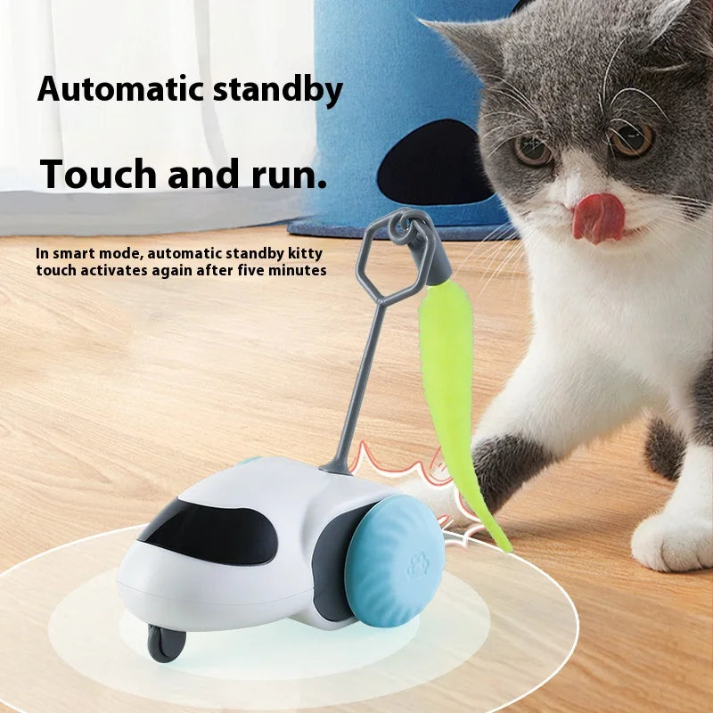 Smart Interactive Cat Toy Car Auto-Running Pet Vehicle with Obstacle Detection Durable for Indoor Cats Play